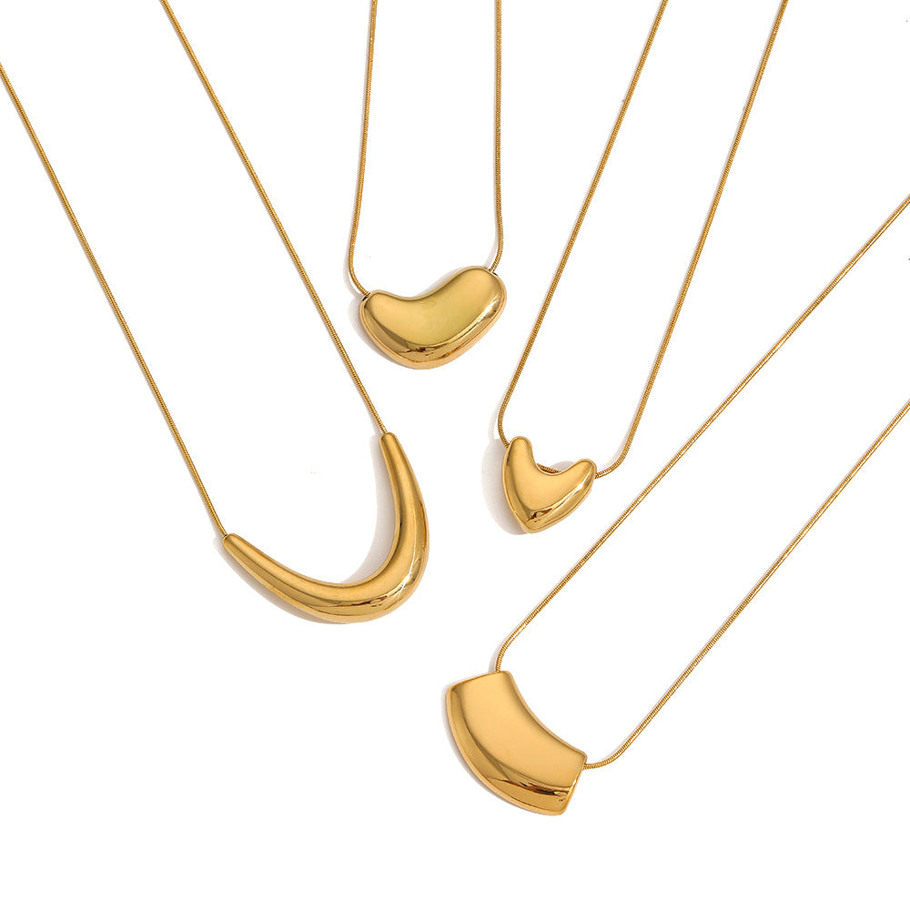 Wholesale Geometric Curved 18K Gold Stainless Steel Necklaces ACC-NE-LiQuan001