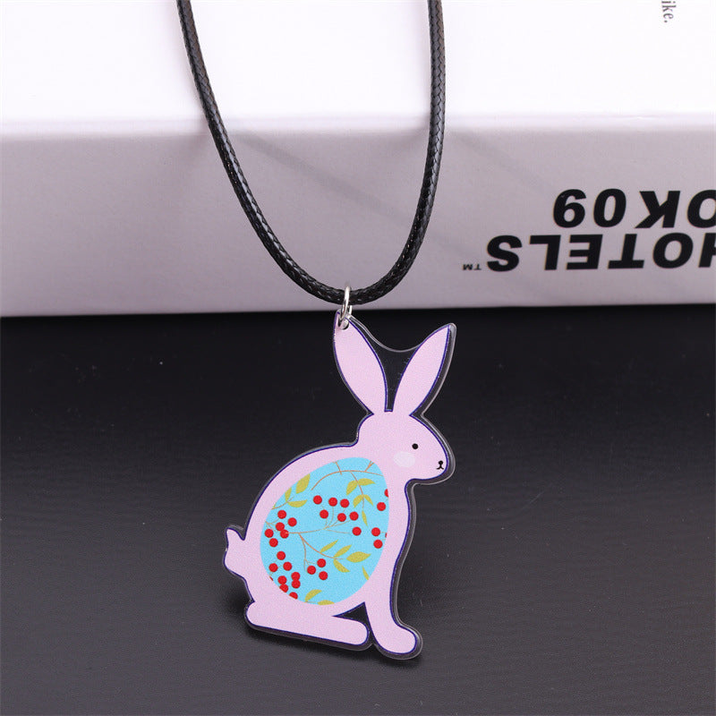 Wholesale Easter Bunny Egg Acrylic Pendant Necklace ACC-NE-DA002