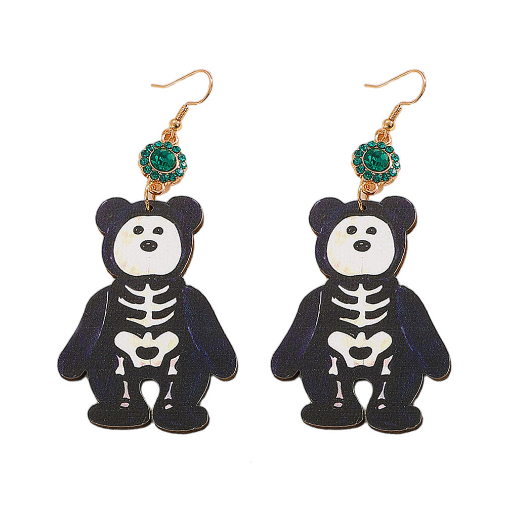 Wholesale  Little Bear Wooden Earrings Gold-Tone Fashion Accessory Gift