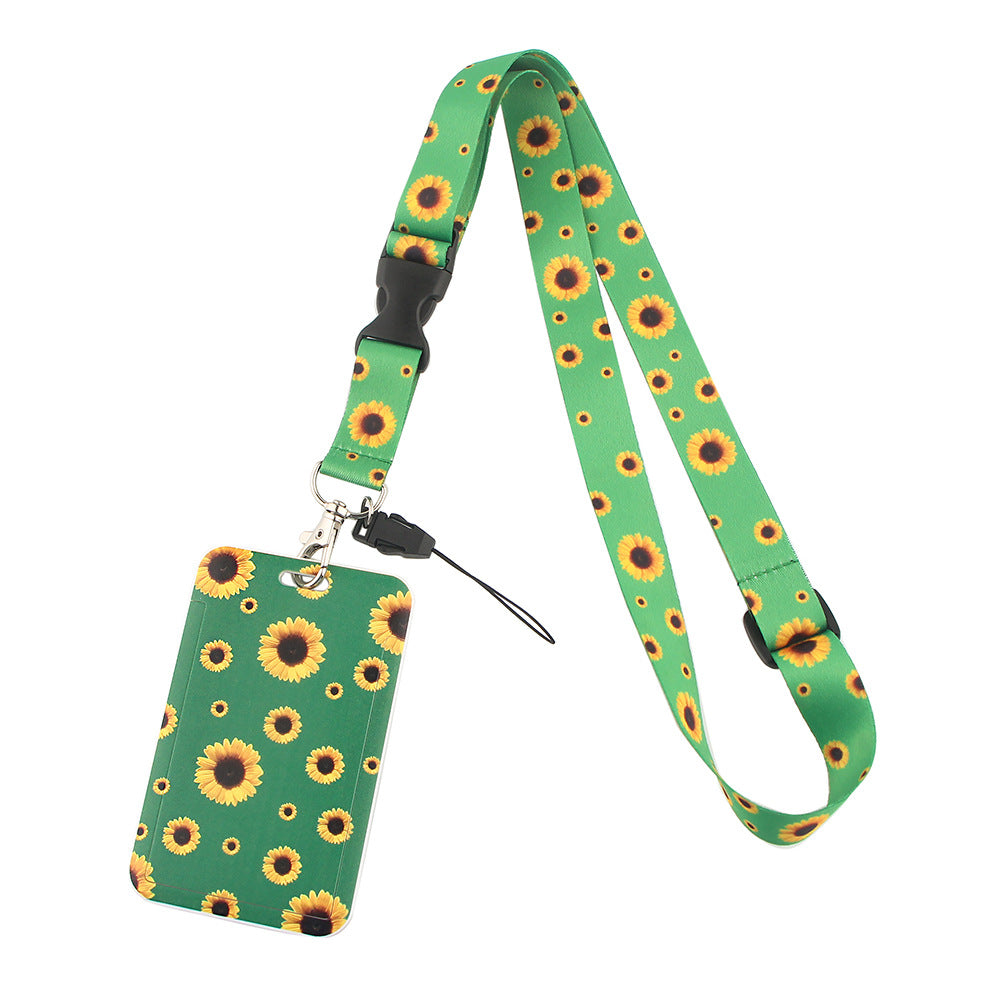 Wholesale 10pcs Small Daisy Sunflower Mobile Phone Strap Card Holder Lanyard Keychains ACC-KC-QTQS014