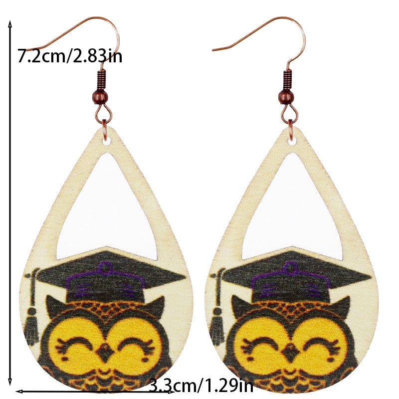 Wholesale Graduation Season Back To School Season Wood Earrings ACC-ES-WeiAn009