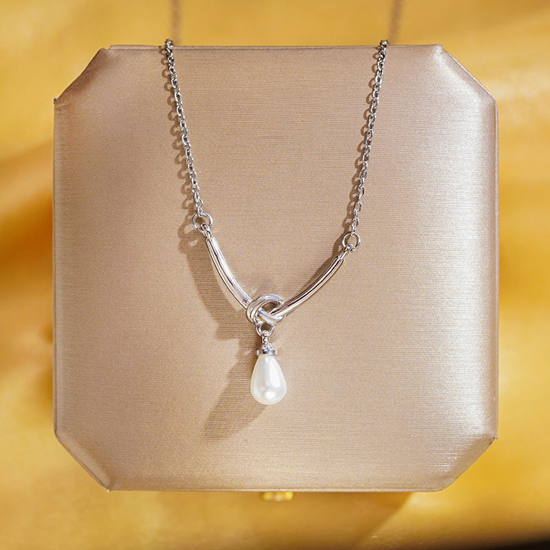 Wholesale Titanium Steel Necklace Zircon Pendant Clavicle Necklaces Choker Necklace ACC-NE-Qingyan006