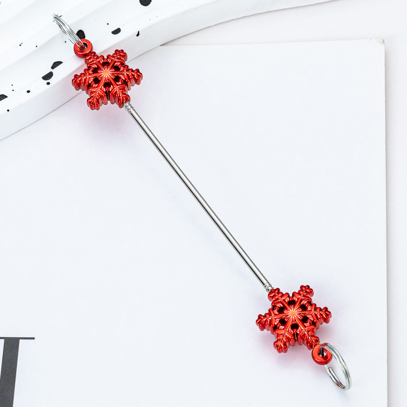Wholesale  DIY Christmas Snowflake  Beadable Keychain