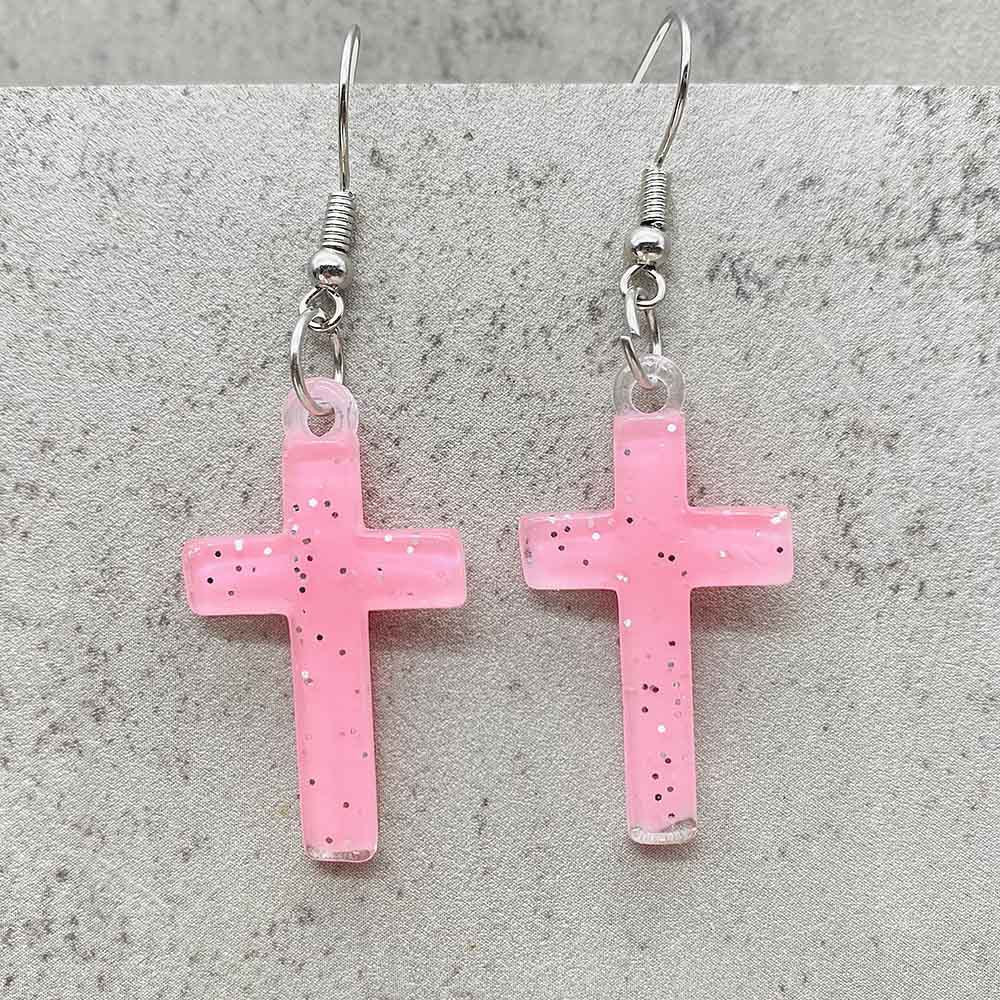 Wholesale Sequin Cross Resin Pendant Earrings ACC-ES-ChenY065