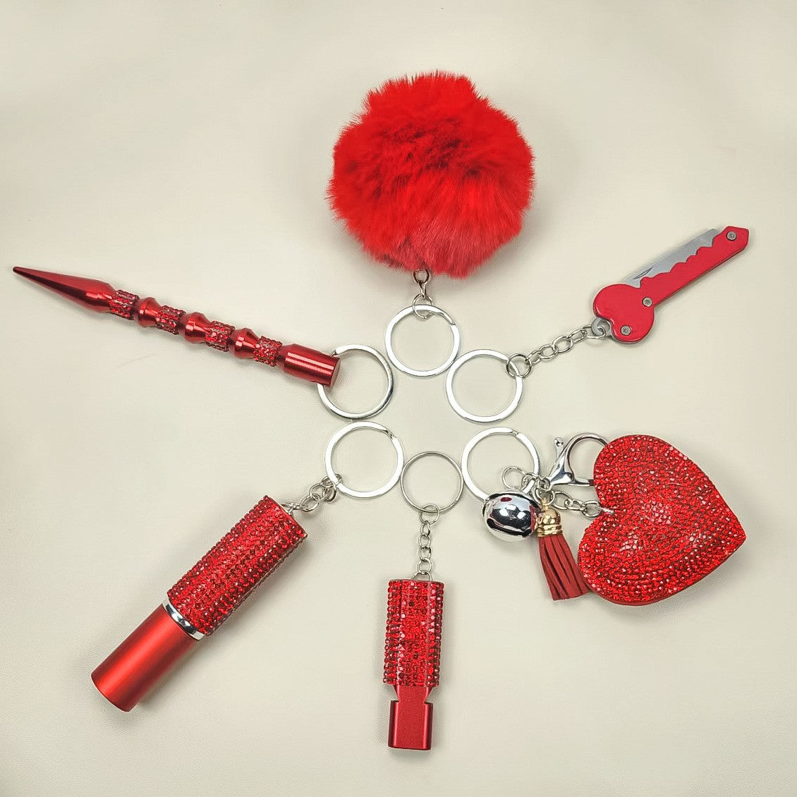 Wholesale Heart-shaped diamond-studded perfume bottle keychain combination accessories