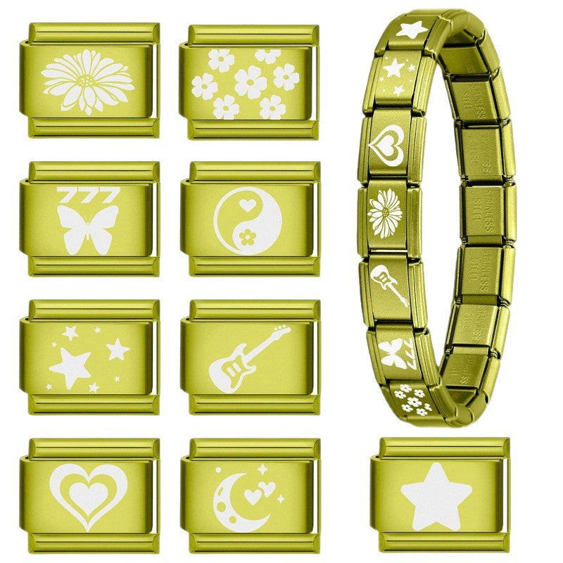 Wholesale 9mm Italian Charm Starter Bracelets DIY square Single Section Creative Stainless Steel Composable Bracelet