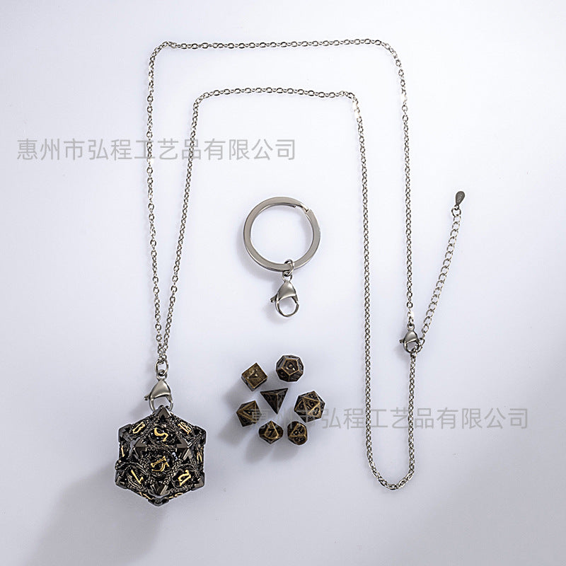Wholesale Mini Metal Hollow Dice Pendant Set Necklaces ACC-NE-HongC001