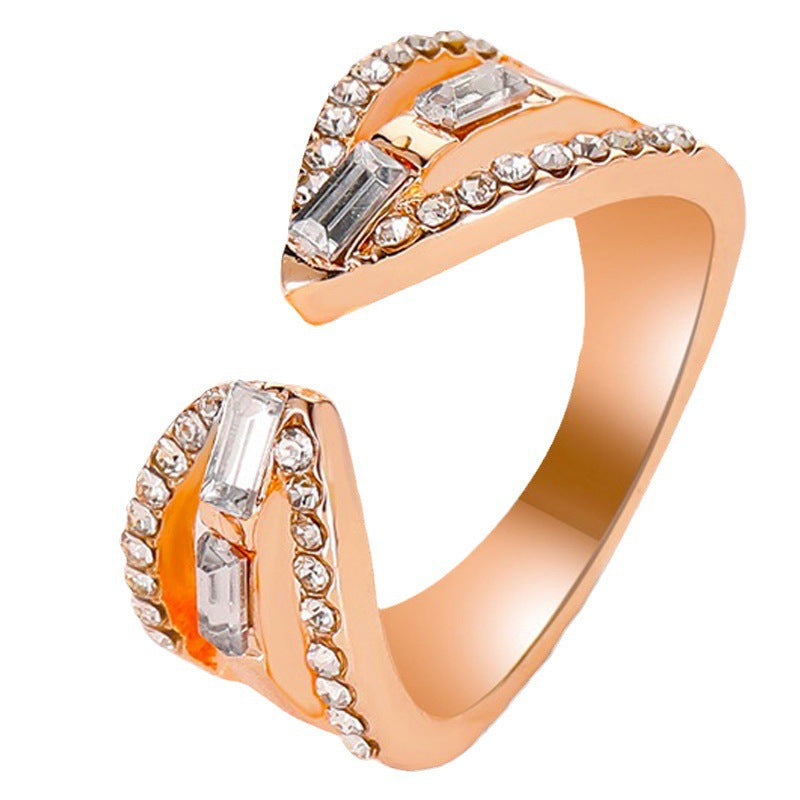 Wholesale  rose gold open  geometric index finger ring