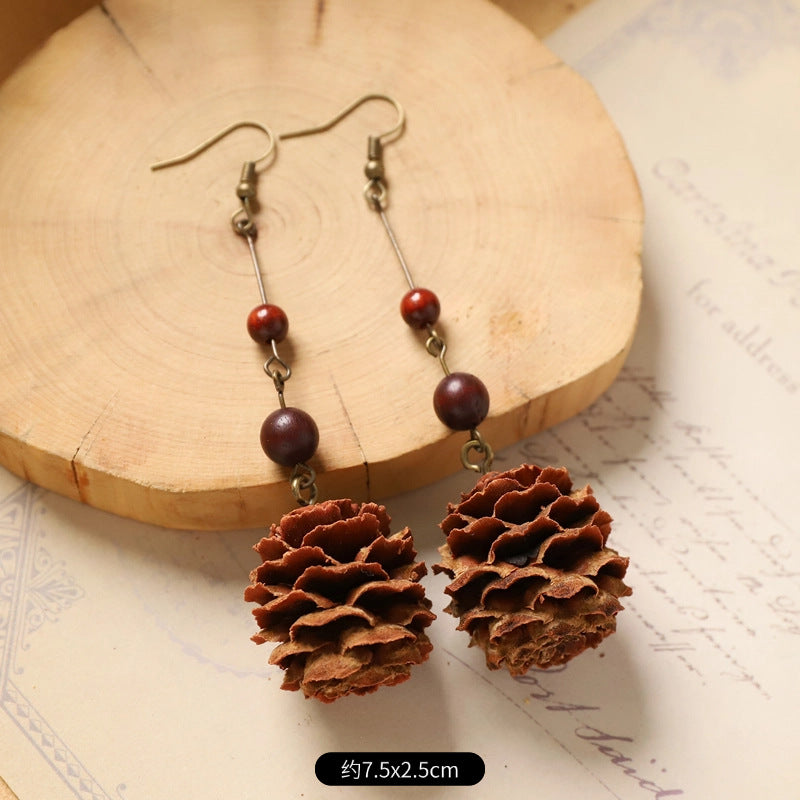 Wholesale Vintage Hand-made Plant Fruit Wood Earrings