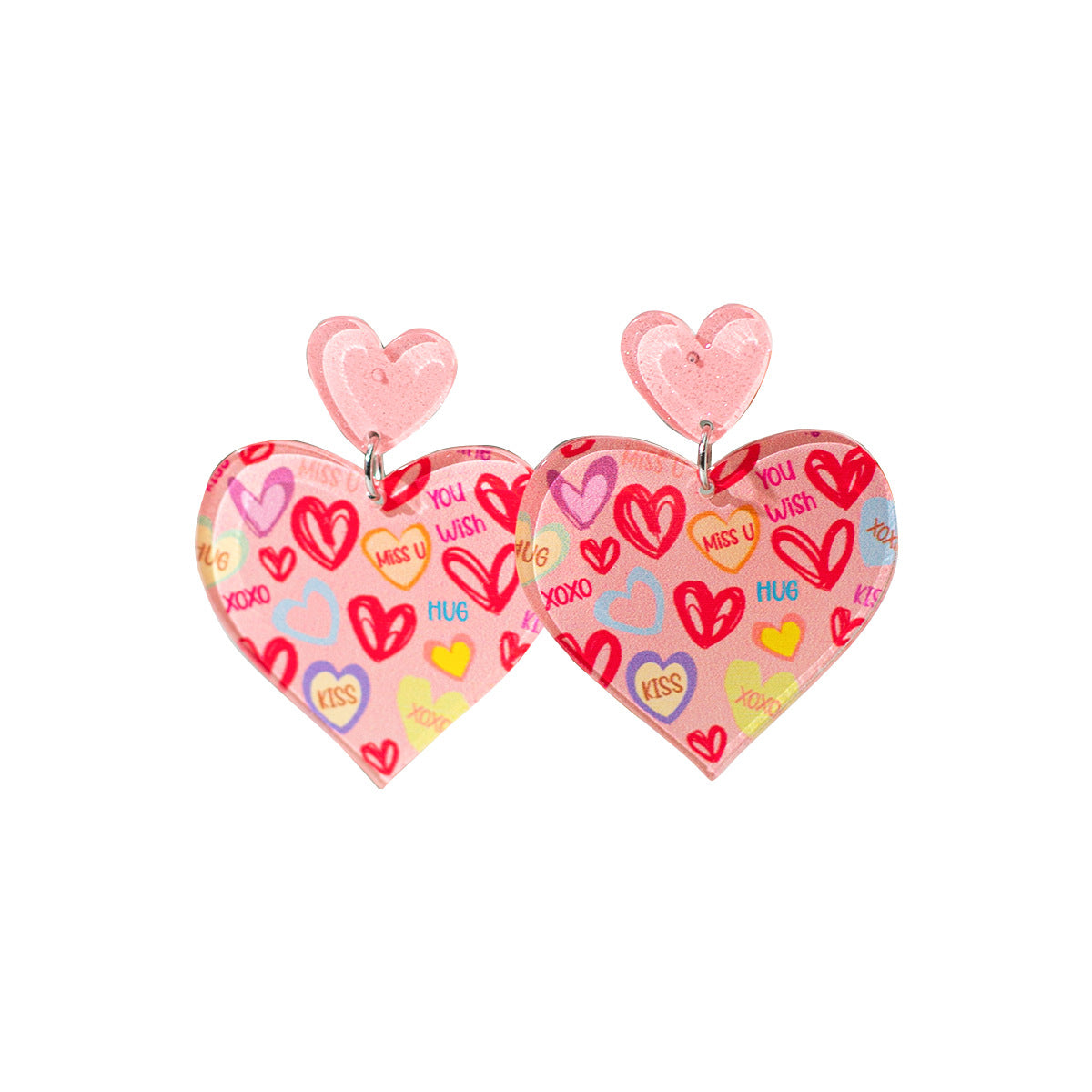 Wholesale Valentine's Day Heart Shaped Acrylic Earrings