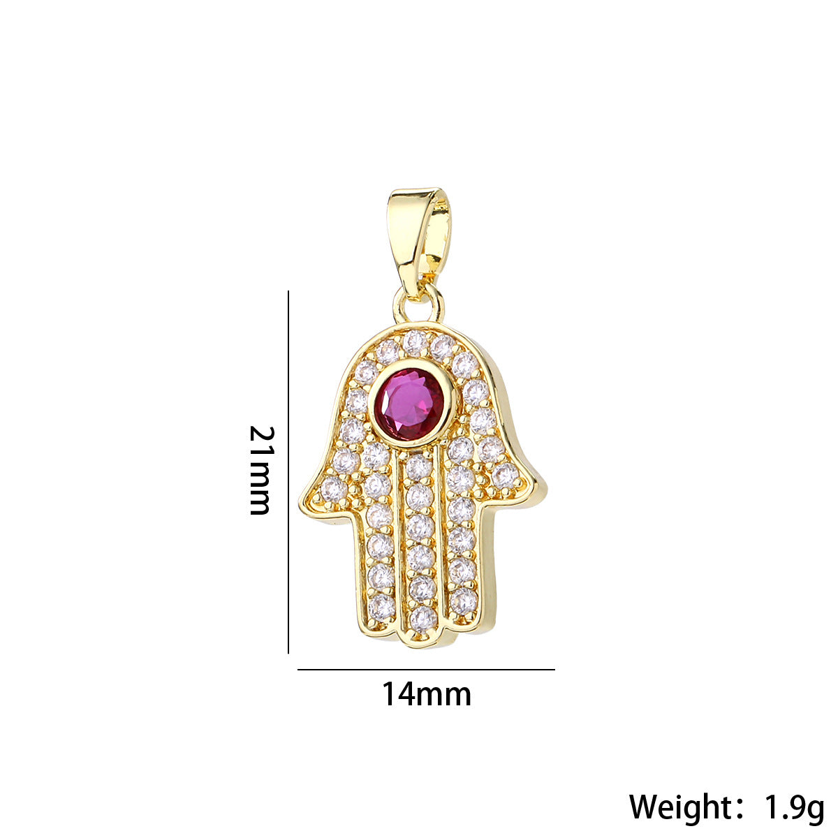 Wholesale Gold Tone Evil Eye Hamsa Hand Pendant Micro Zircon DIY Necklace Charm For Jewelry Making Boutique Resale