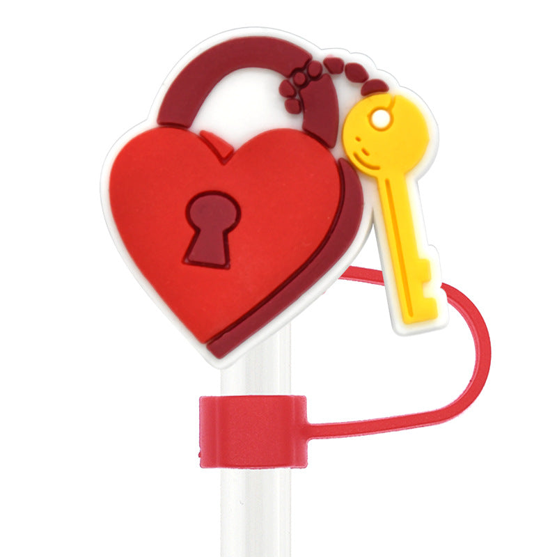 Wholesale Random 100pcs Valentine's Day 10mm PVC Soft Straw Tube Cap ACC-SCR-RYY102