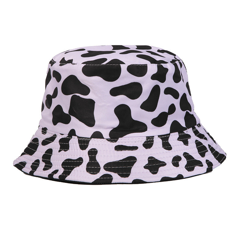 Wholesale  Fisherman Hat Cow Printed Double-sided Casual Basin Hat Bucket Hat