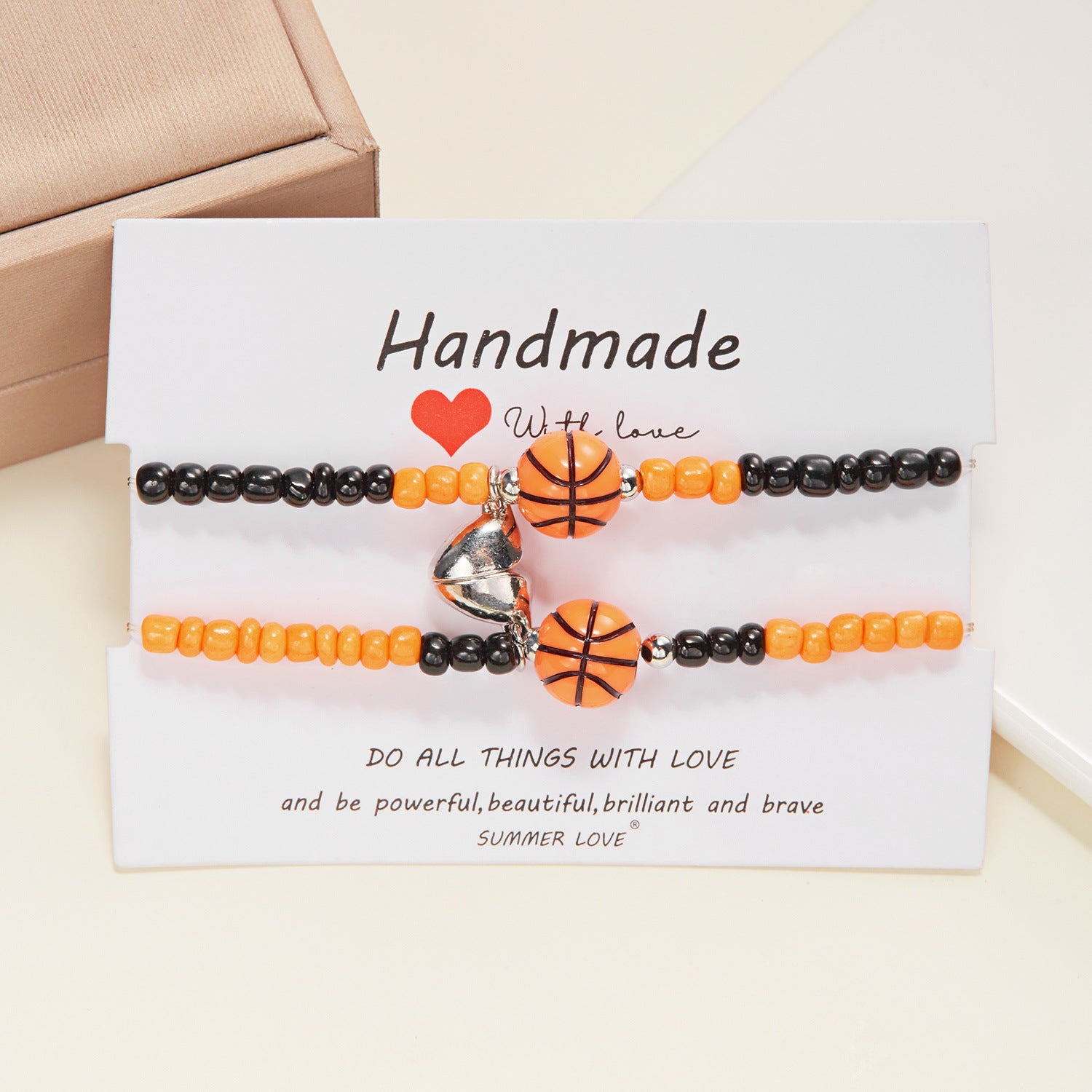 Wholesale 2-pack Basketball Tennis Football Bracelet Rice Bead Woven Love Magnetic Bracelet ACC-BT-FanYou008