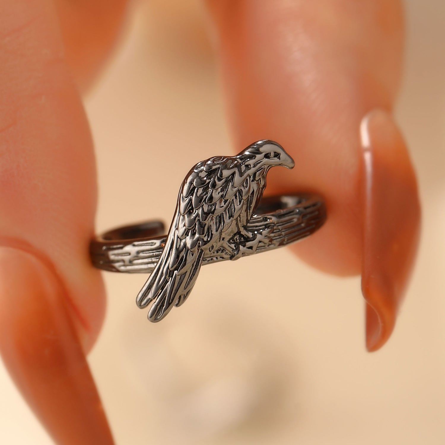 Wholesale Geometric Punk Style Ring with Diamond Pattern - Fashion Accessory for Everyday or Gift