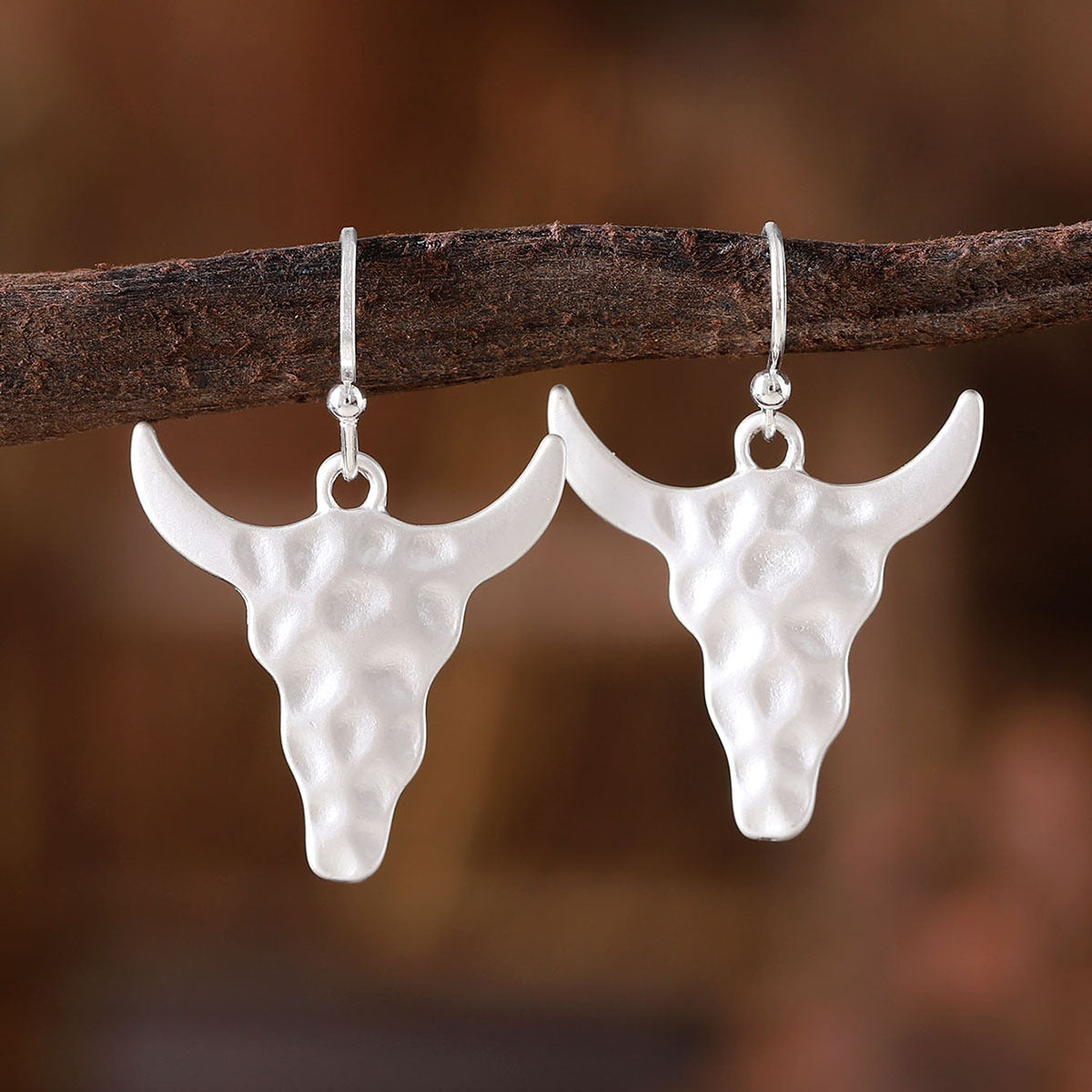 Wholesale Western Cowboy Concave and convex Bull Head Pendant Earrings ACC-ES-zhiyu002