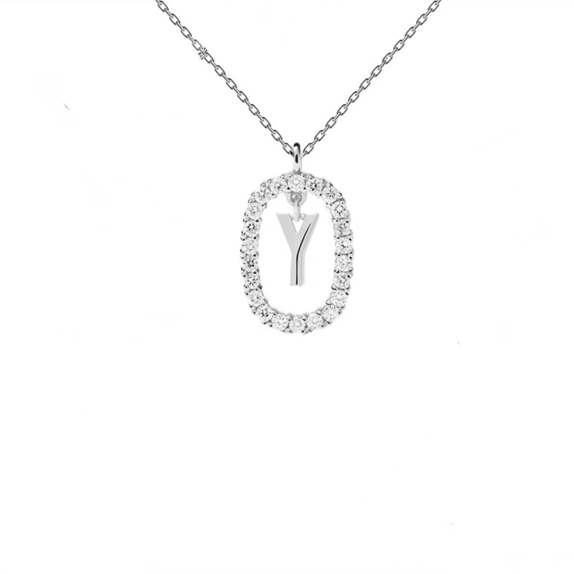 Wholesale Color Diamond Letter Necklace Inlaid with Color Zircon Clavicle Chain Choker Necklace ACC-NE-BYL002