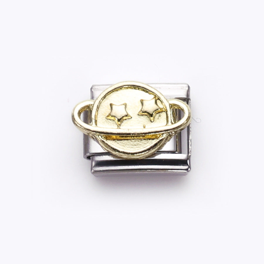 Wholesale 10pcs Italian Charm Bracelet 9mm DIY Splicing Flower Fruit Rainbow Series Stainless Steel Composable Bracelet