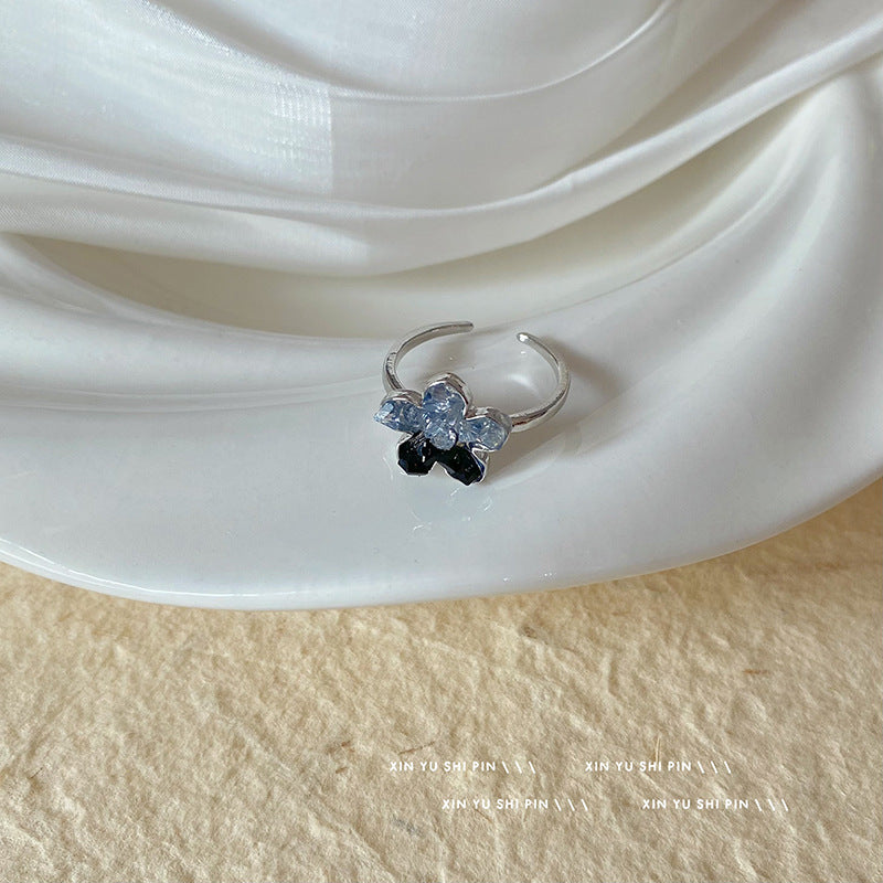 Wholesale Gradient Stone Flower Open Ring