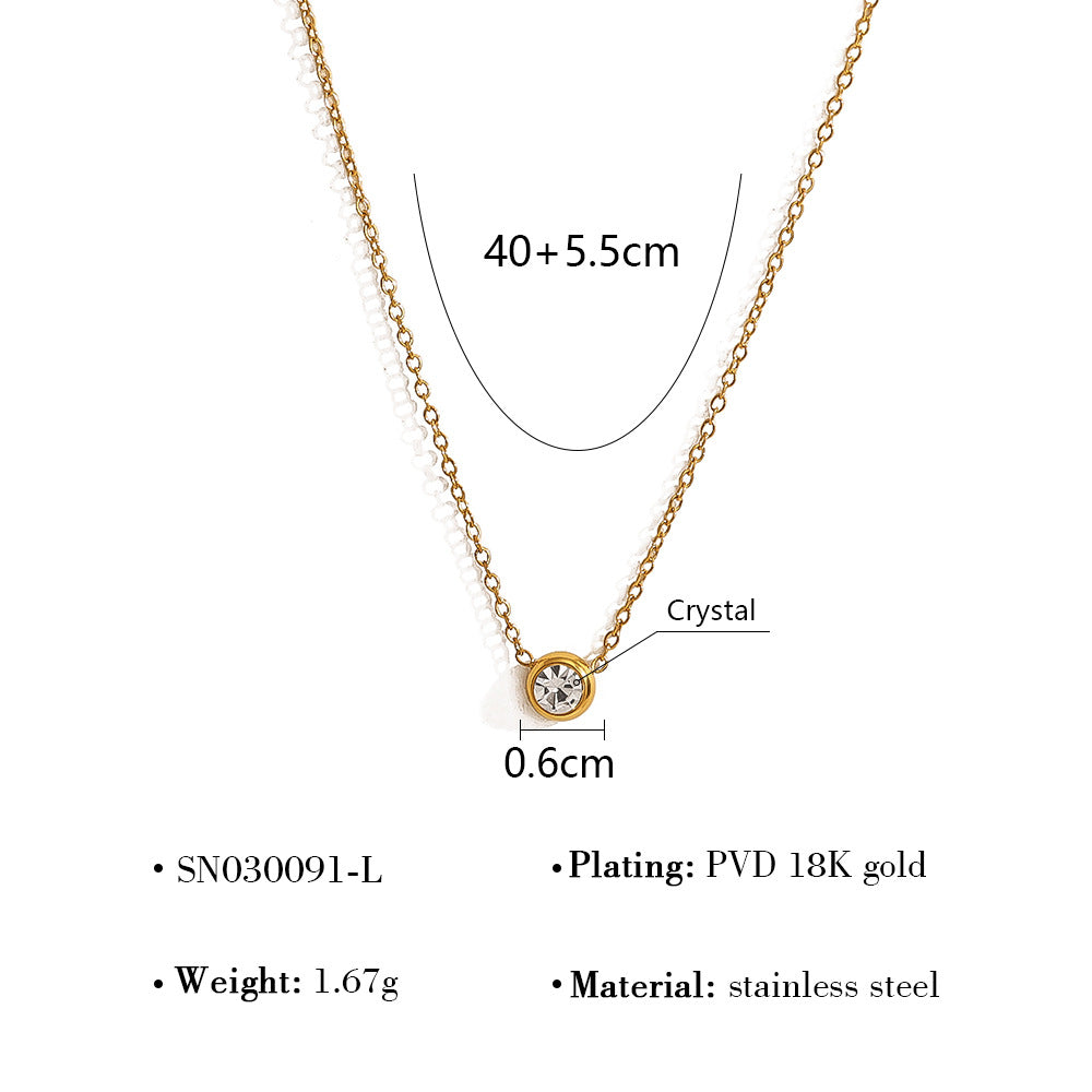 Wholesale Stainless Steel Necklace Plated 18K Gold Fashion Simple Bead Chain Sunflower Zircon Necklace