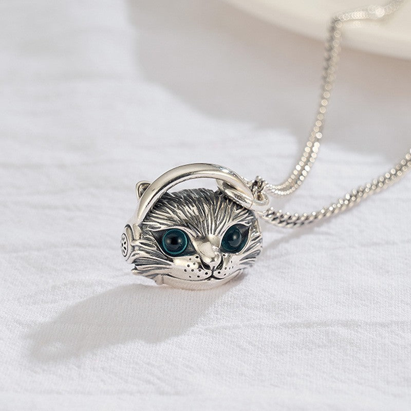 Wholesale  cat pendant with headphones female personality  necklace
