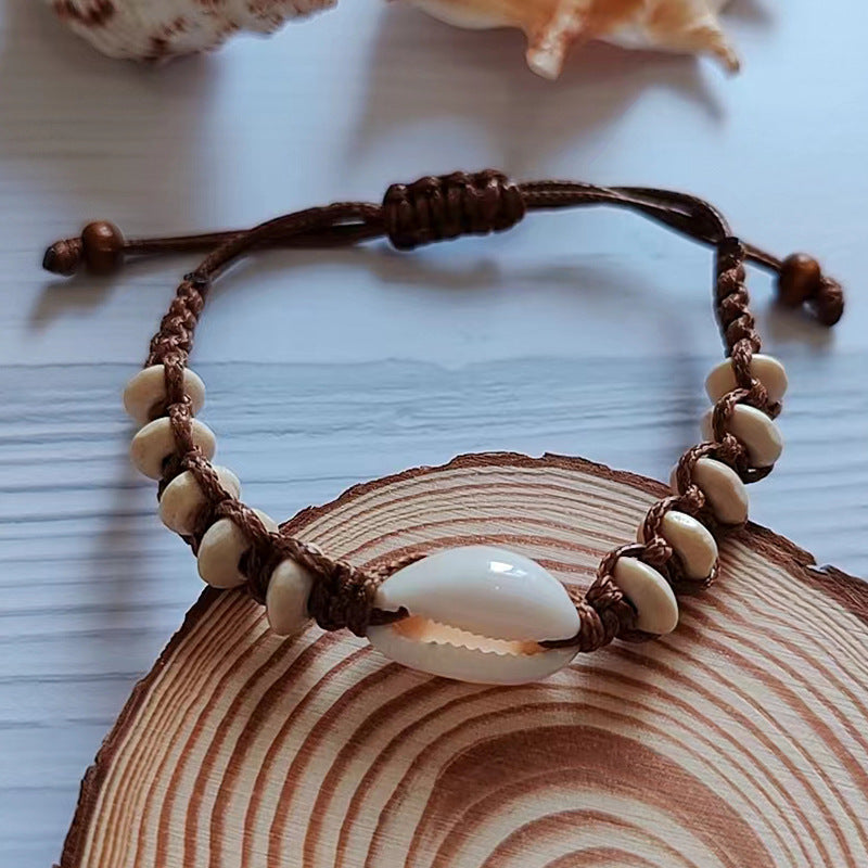 Wholesale Boho Style Handwoven Wooden Beads and Shell Bracelet Miyuki ACC-BT-Youl001