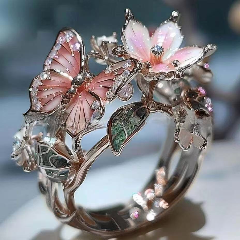 Wholesale color drop oil ring butterfly finger  opening ring