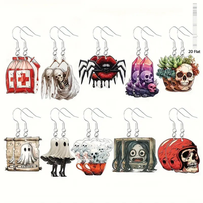 Wholesale  themed skull acrylic earrings