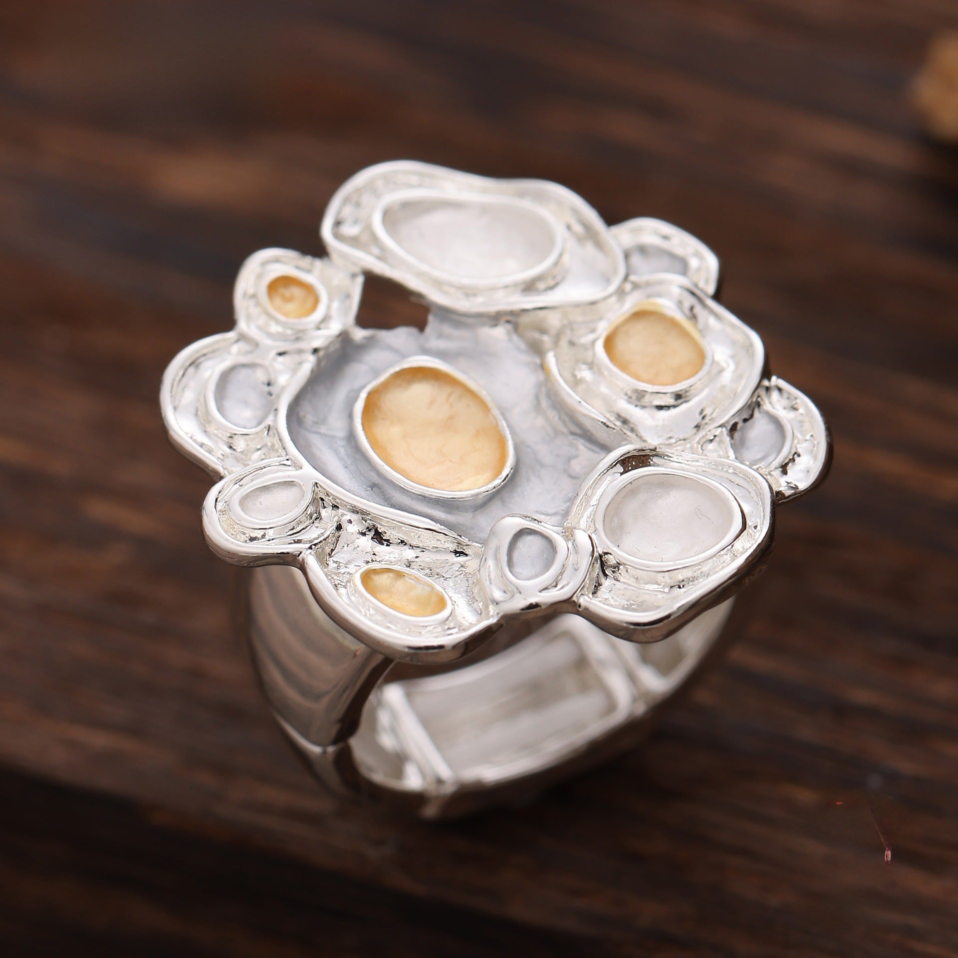 Wholesale Colorful Oil Painting Geometric Board Spring Ring