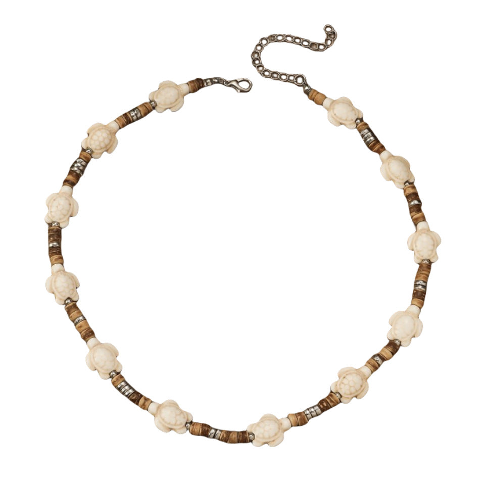 Wholesale Vintage Turquoise Turtle Coconut Shell Wood Beads Handmade Beaded Necklace ACC-NE-JunJie001