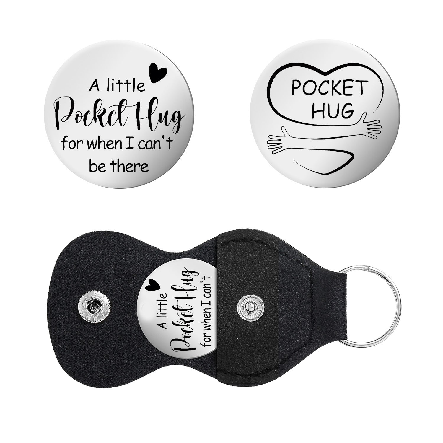 Wholesale Stainless steel double-sided engraved round brand leather keychain