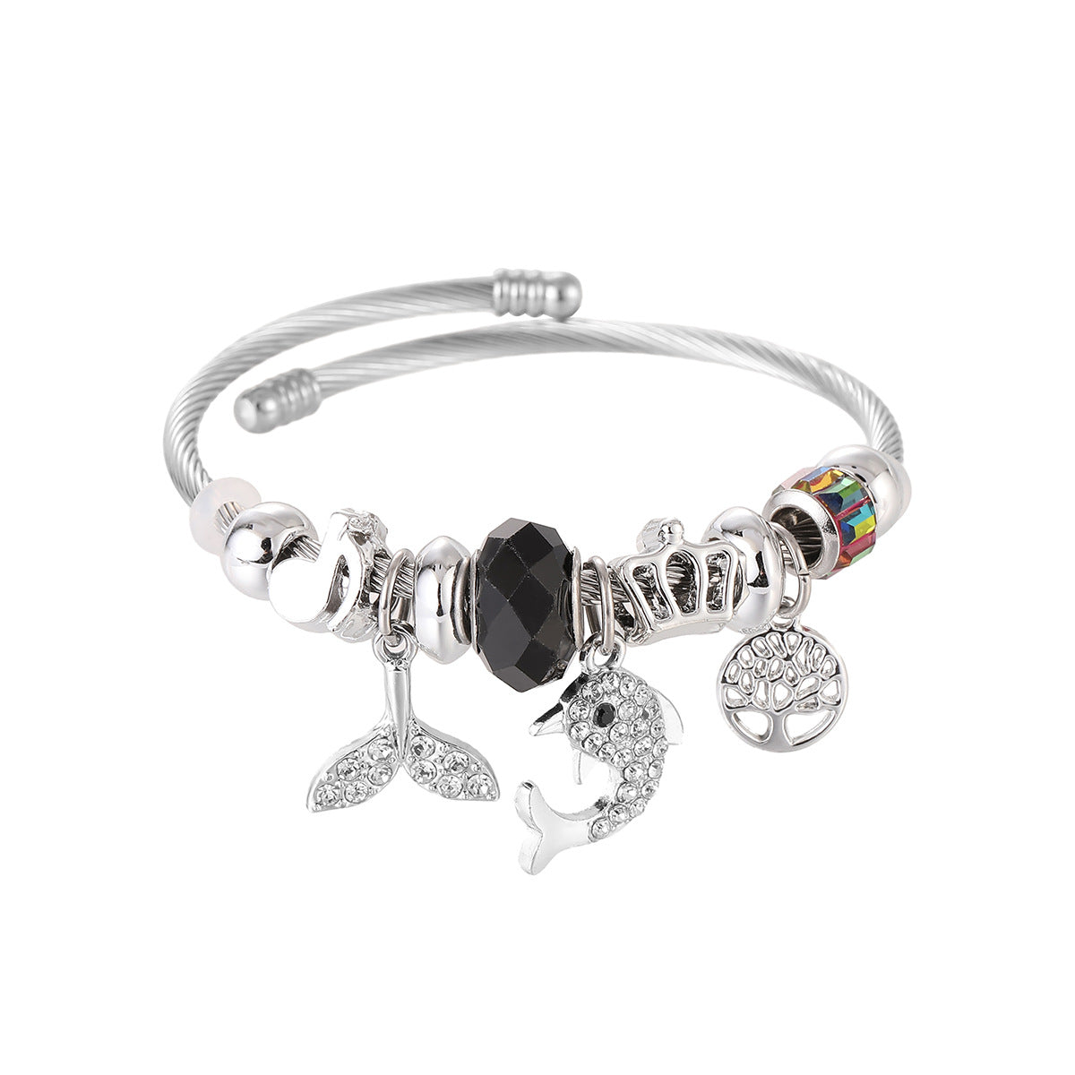 Wholesale Colorful Beaded Dolphin Fish Tail Pendant Bracelet ACC-BT-jiax006