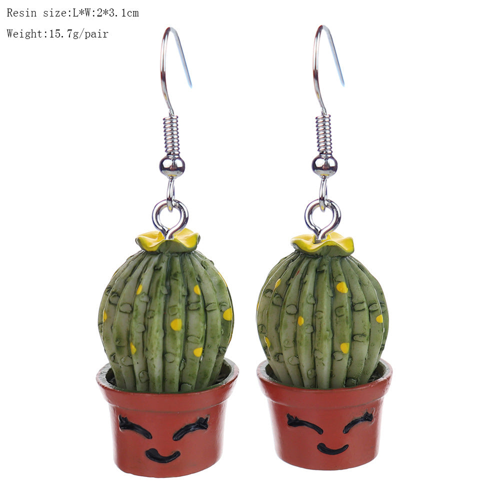 Wholesale 3D Small Potted Cactus Earrings