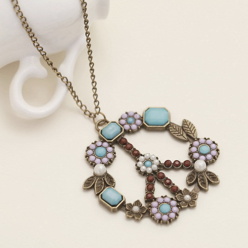 Wholesale Alloy Pearl Flower and Peace Necklace ACC-NE-KeRen002