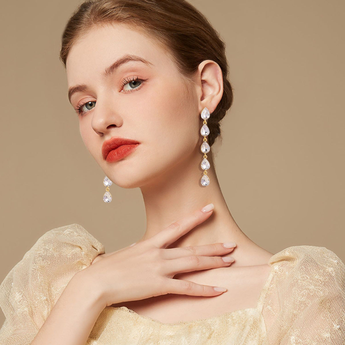 Wholesale Rhinestone Earrings Water Drop Long Luxury Earrings ACC-ES-YiN007
