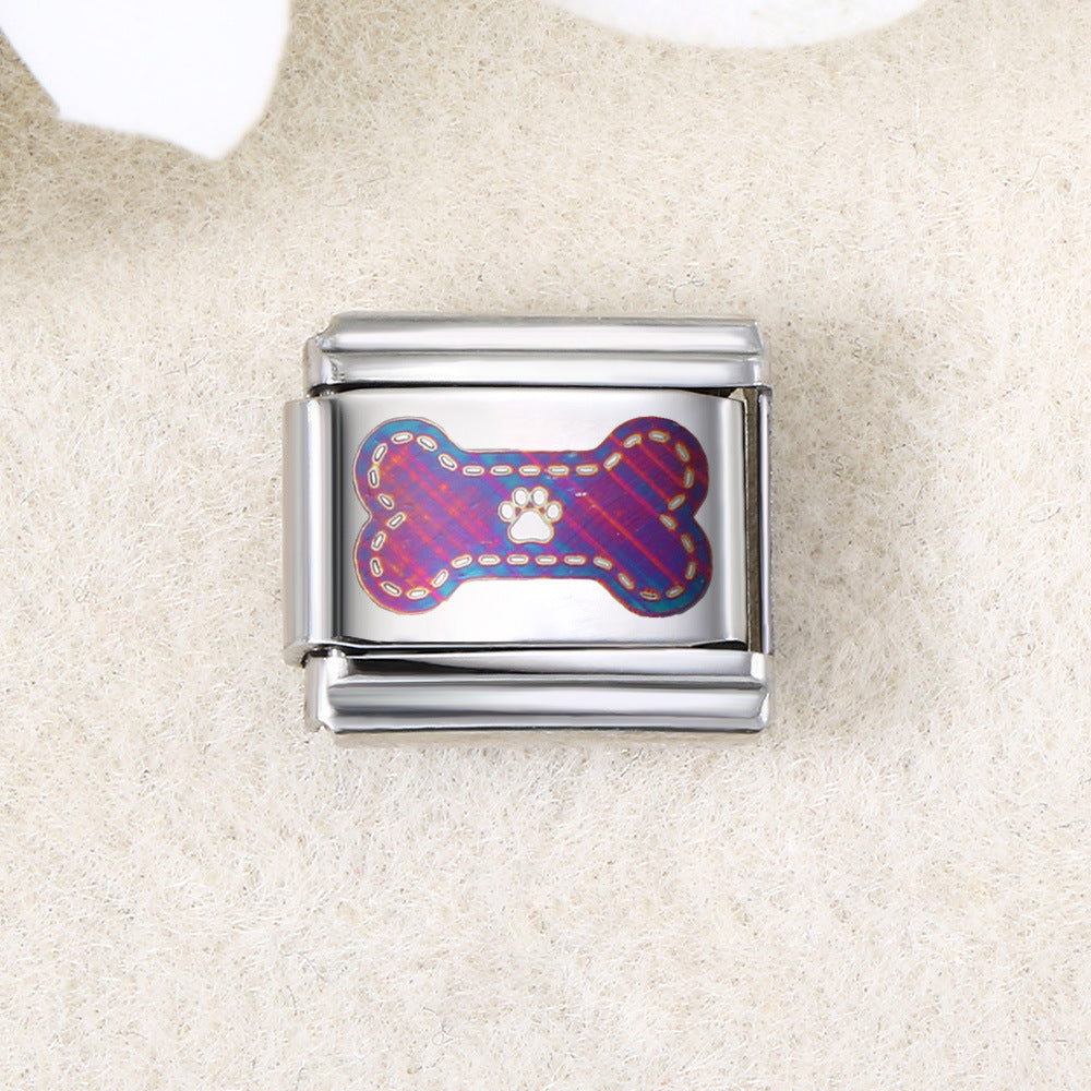 Wholesale  Italian Charm Bracelet 9mm DIY UV laser Creative Stainless Steel Composable Bracelet