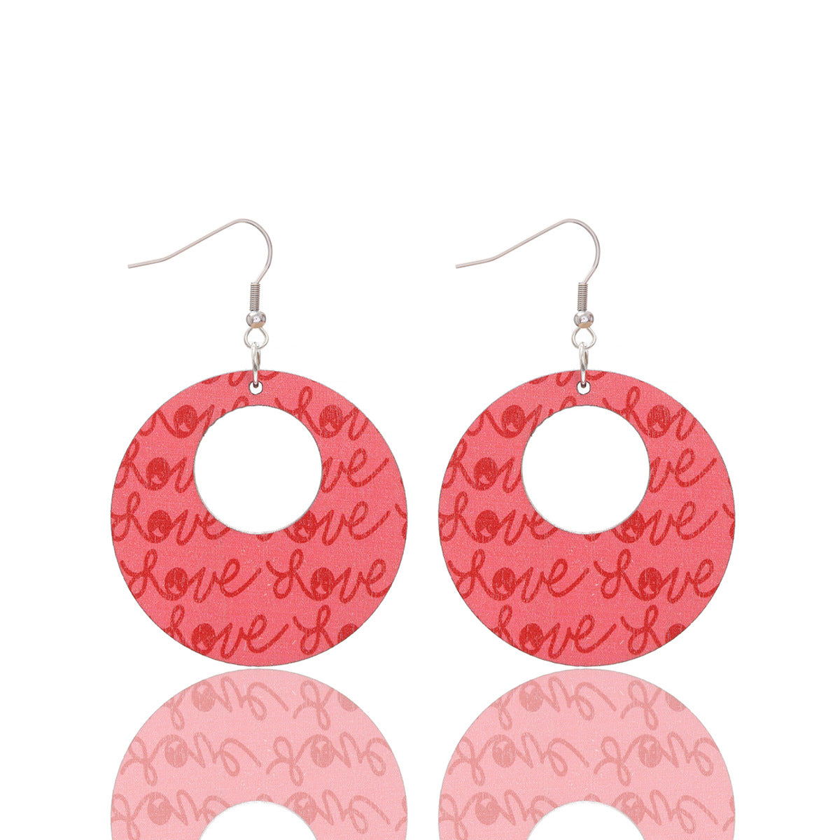 Wholesale Valentine's Day Heart Bow Round Acrylic Wooden Earrings