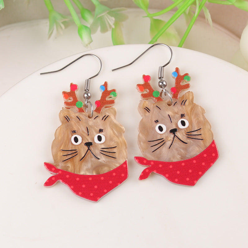Wholesale Cartoon Creative Christmas Series Elk Gloves Acrylic Earrings
