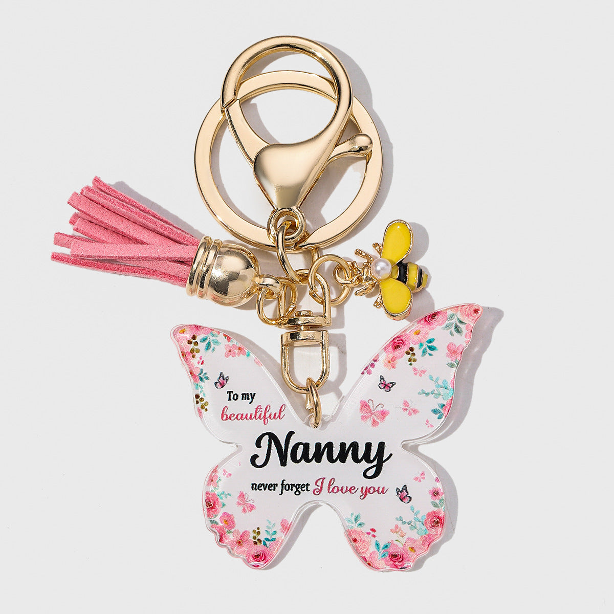 Wholesale 1PCS Arrival Butterfly Shape Acrylic MOM Pendant Key Chain Gift for Mother' s Day Valentine' s Day Anniversary