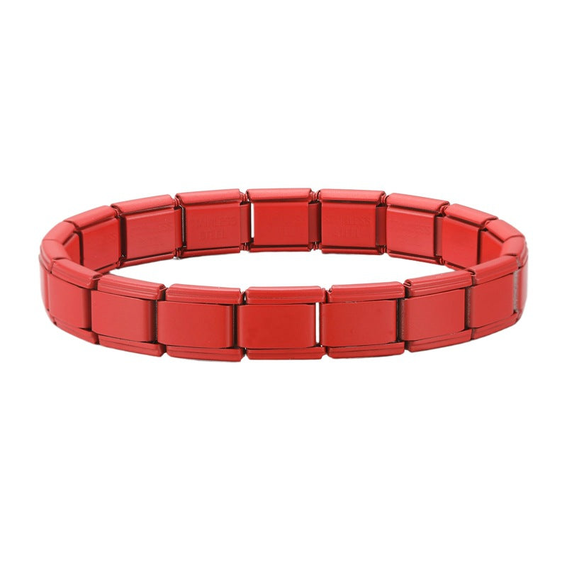 Wholesale Italian Charm Bracelet 9mm DIY Splicing Red Background Stainless Steel Composable Bracelet
