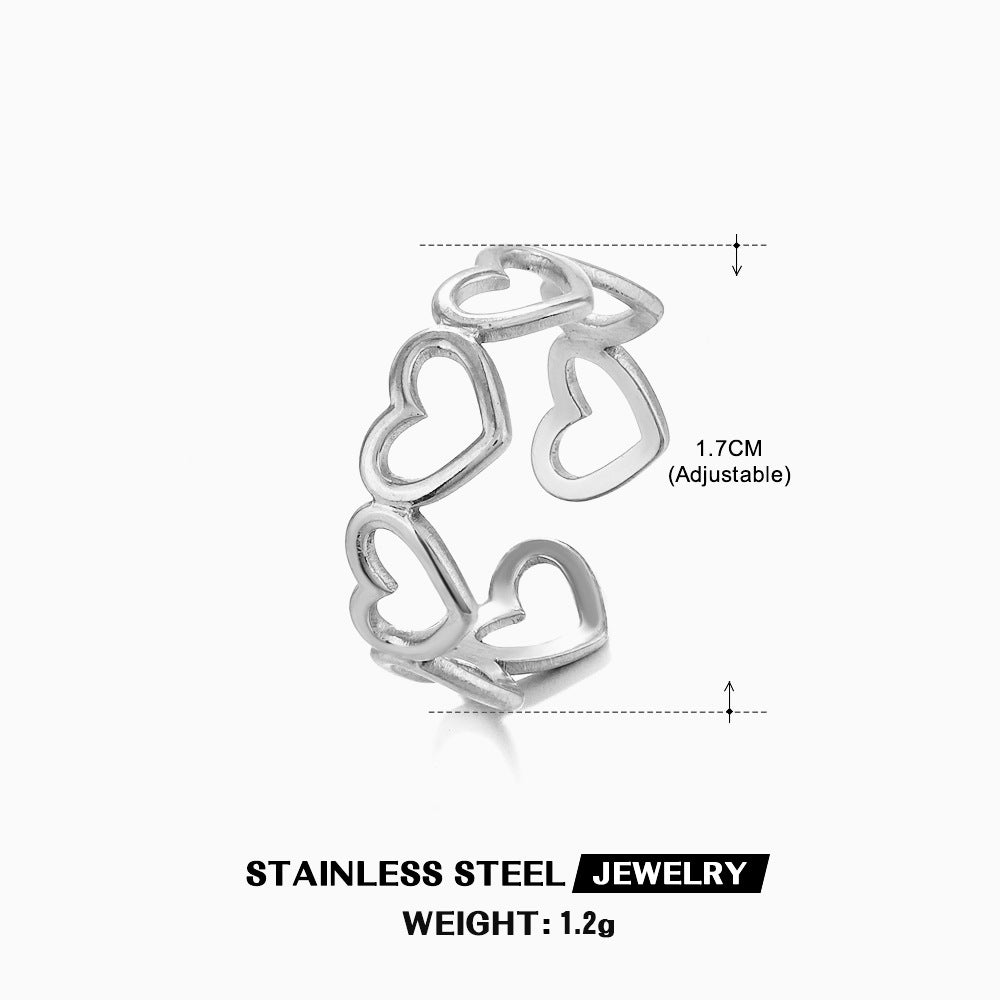 Wholesale Stainless Steel Heart 18K Gold Plated Open Ring