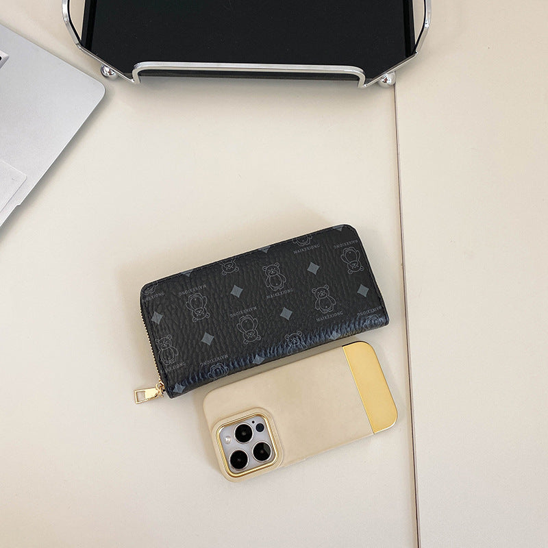 Wholesale Bear Print Single Zipper Multi-Card Slot Wallet ACC-WT-Kuans014