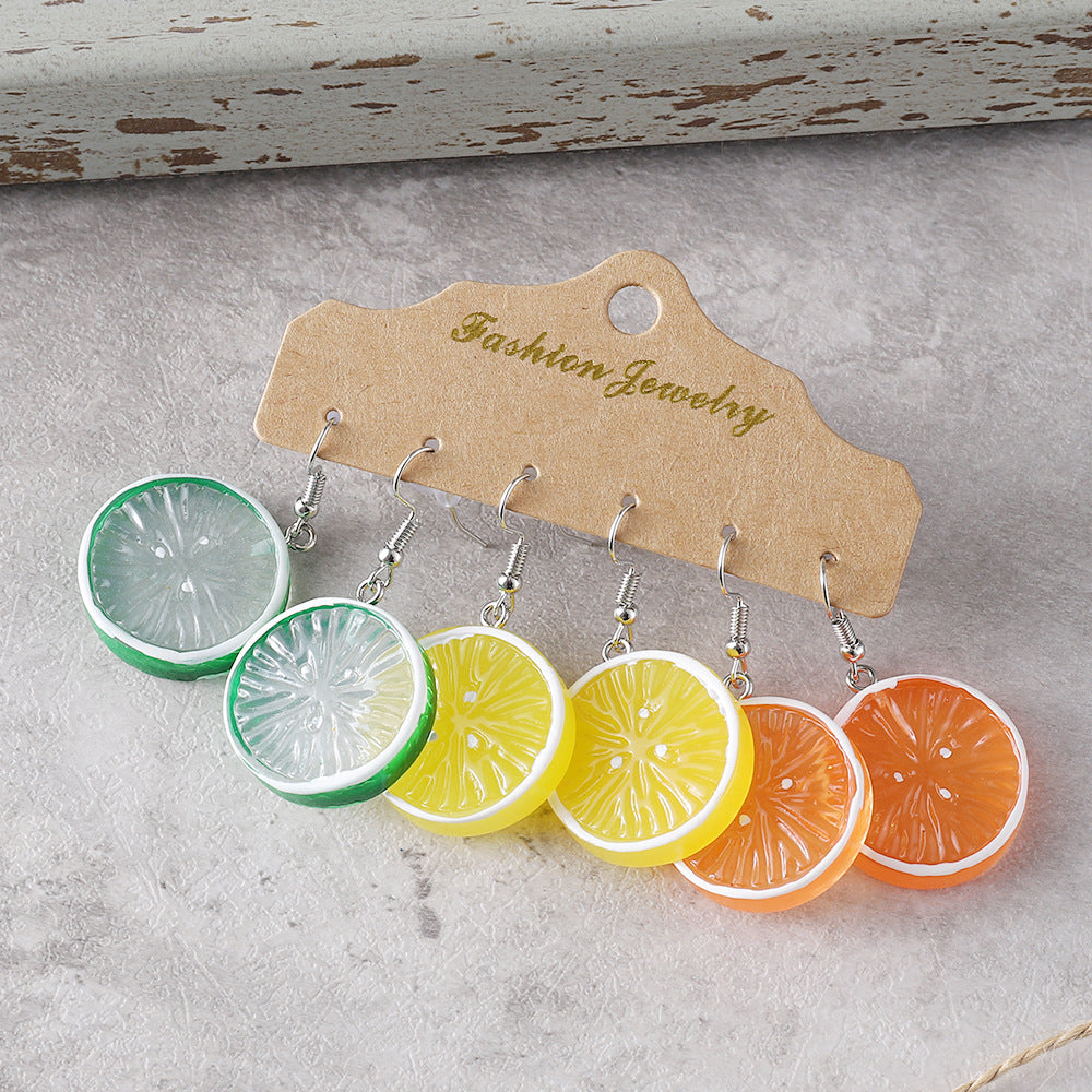 Wholesale Fruit lemon pendant earrings set