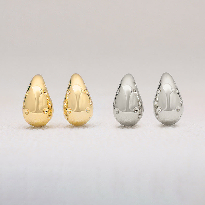Wholesale Metal Teardrop Shape Geometric Chubby Earrings ACC-ES-LingGe003