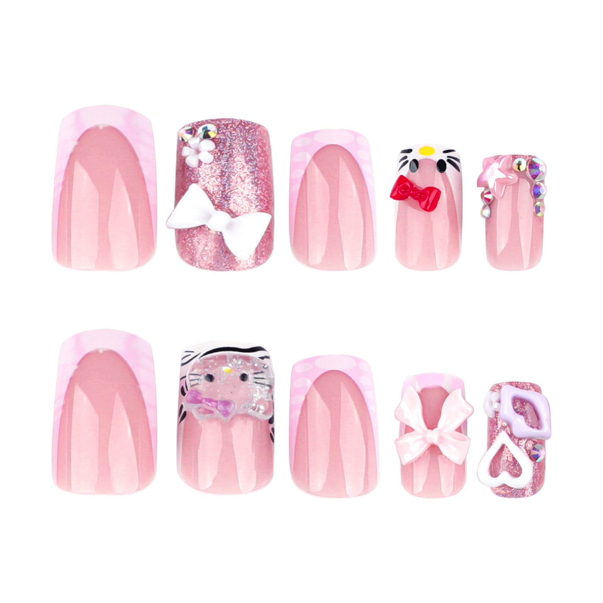 Wholesale 24 Pieces/box Cute Cat Nails Kits Nail Stickers