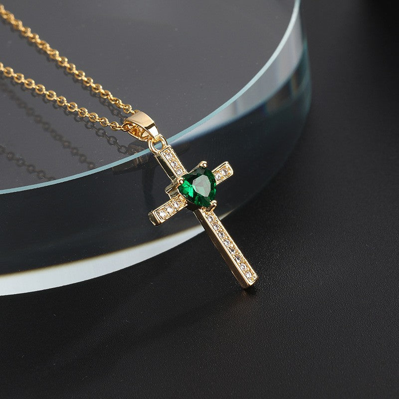 Wholesale Retro Punk Gold Plated Rhinestone Cross Necklace For Women Fashion Accessory Gift