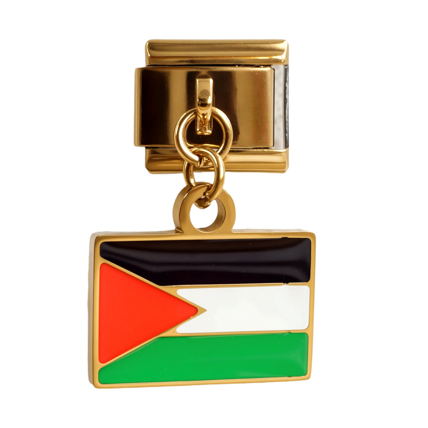 Wholesale 5PCS Italian Charm Bracelet Gold Flag Pendant Stylish Stainless Steel Jewelry Accessory