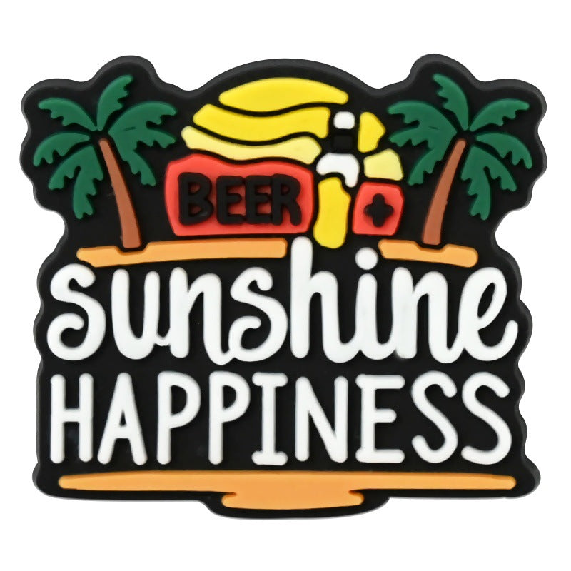 Wholesale  Random 100pcs e-commerce beer festival phrase series of clogs PVC Soft Rubber Shoe Buckle Decoration