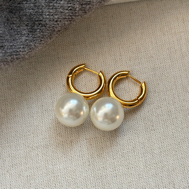 Wholesale Champagne Gray Glass Pearl Earrings