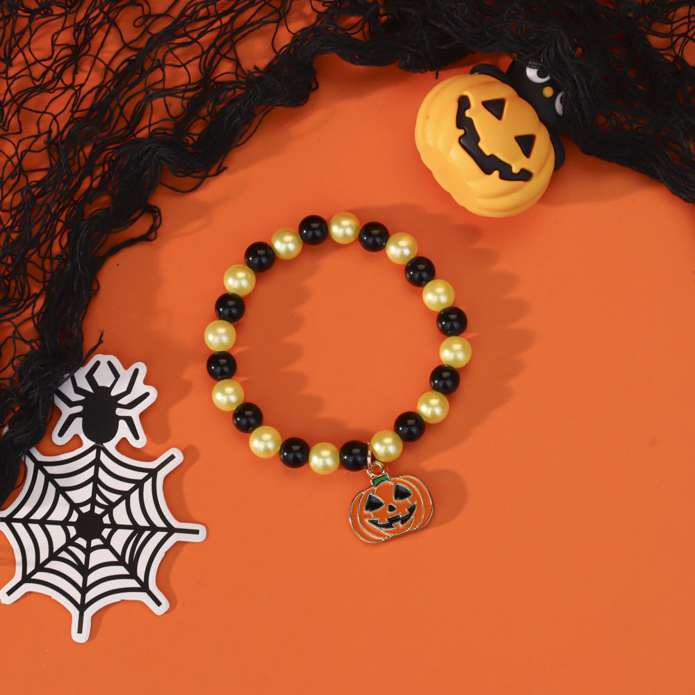 Wholesale 5pcs Oil Pearl Ghost Black Cat Witch Bracelet